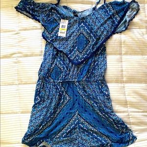 Jessica Simpson Cold Shoulder Blue Romper NWT sz M